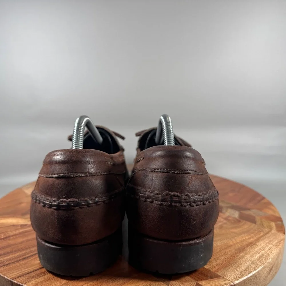Cole Haan Mens 12M Brown Leather Tassel Lug Sole Boat Shoe Loafers C00358
